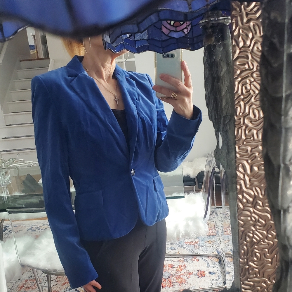 HUGO Boss Cobalt Royal Blue Blazer Tailored Velvet Jacket